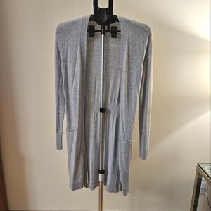 White House Black Market light gray / silver long cardigan.